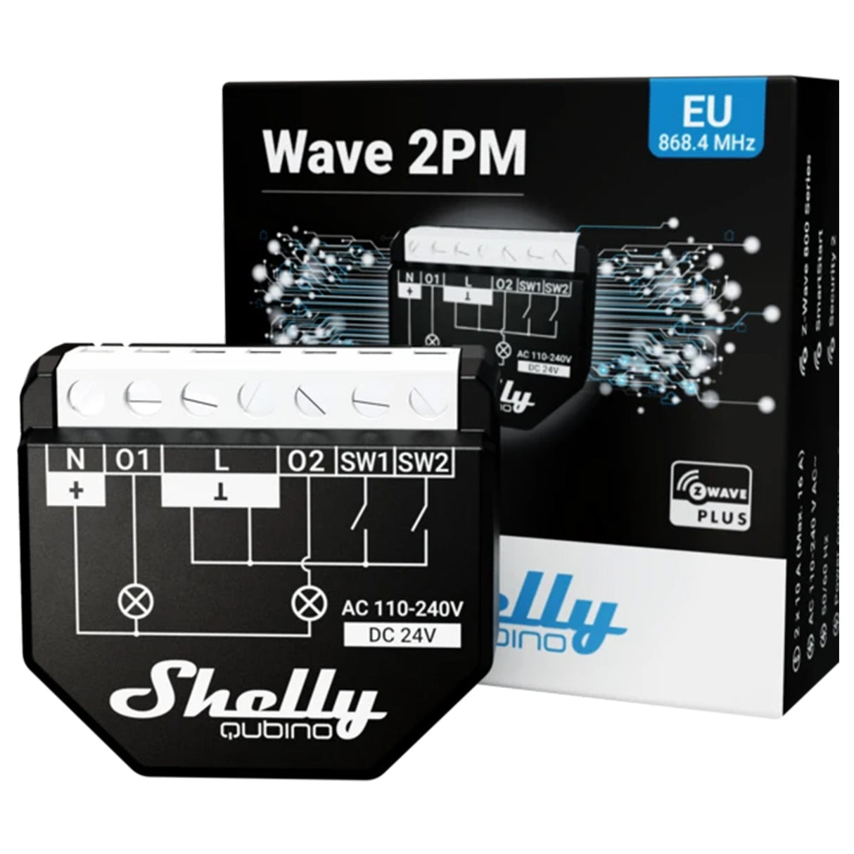 Shelly Qubino Z-Wave 2PM Rele 16A 2-kanavainen