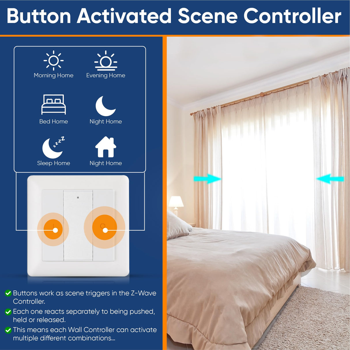 Vesternet Z-Wave Wandcontroller - 2 knoppen