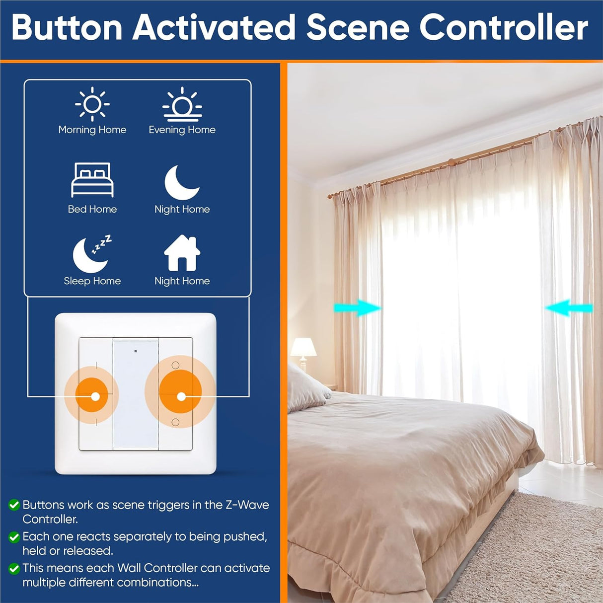 Vesternet Z-Wave Controlador de parede - 4 botões